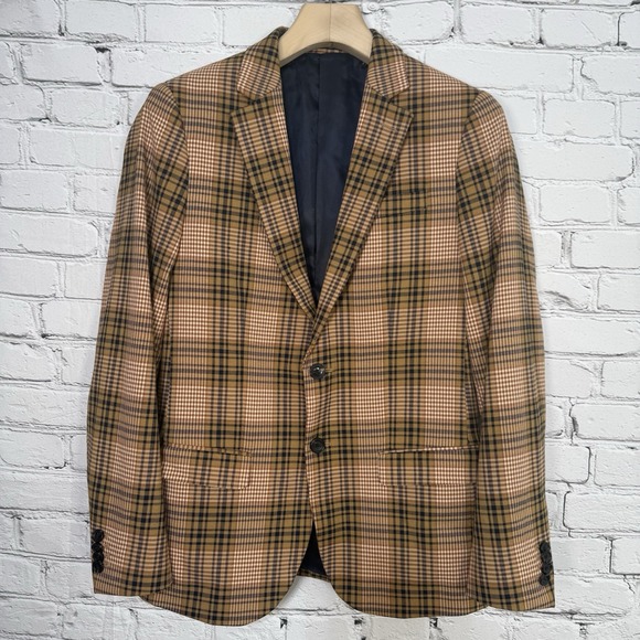 Scotch & Soda Mens Classic‎ Blazer Size S Brown Glen Check 2 Button Jacket Lined - Picture 1 of 16
